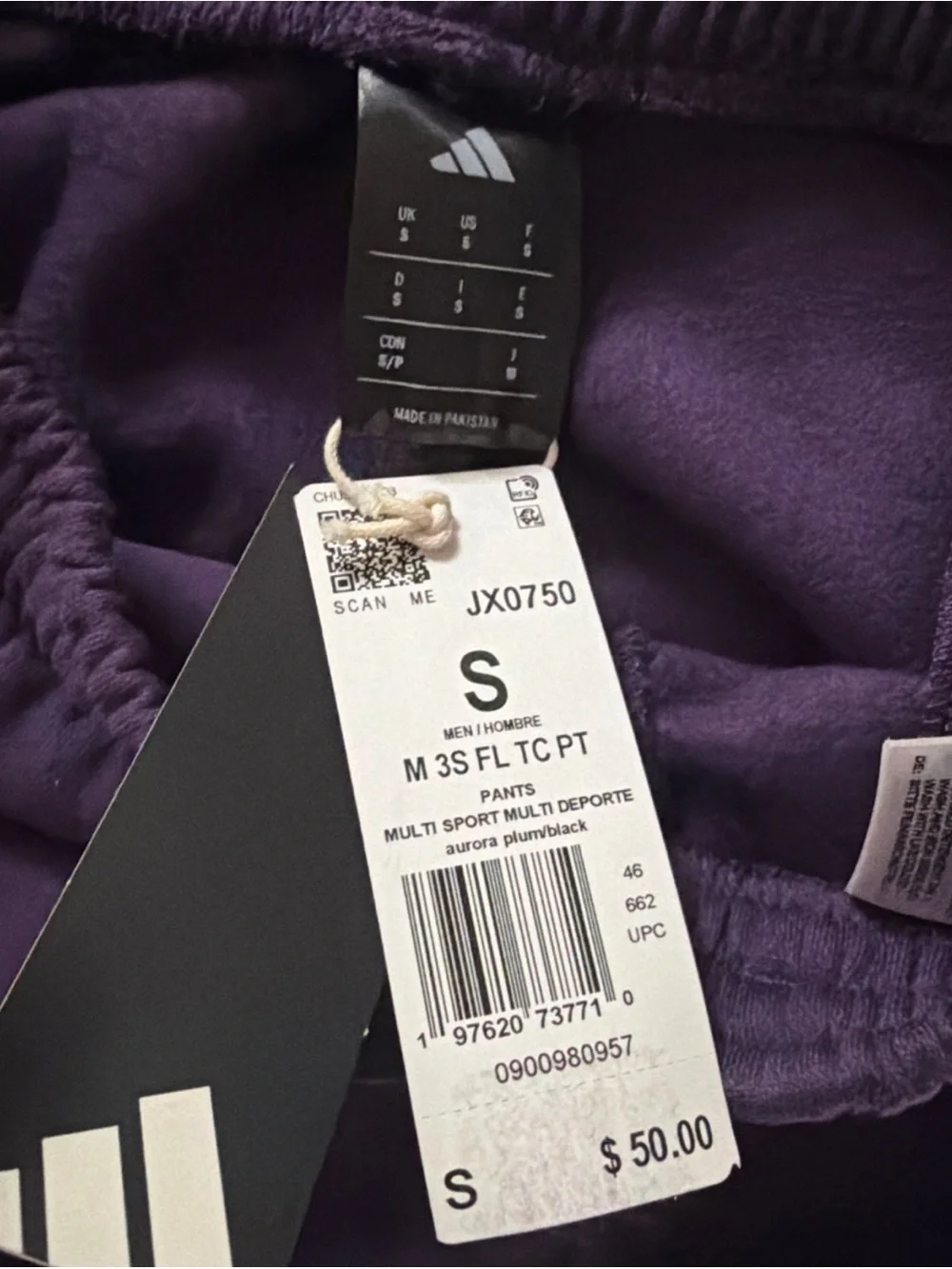 Adidas Essentials Men’s Size Small Fleece Loose Fit Pants. Plum/ Black. NWT